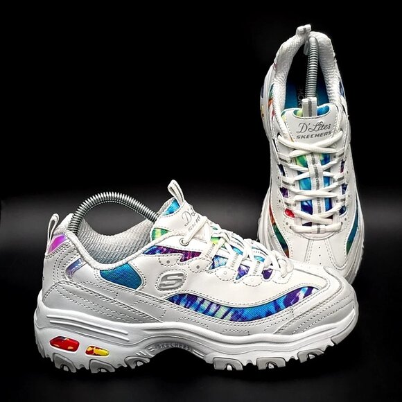Skechers D'Lites Summer Fiesta White Air-Cooled Memory Foam Women's Size 8 - Picture 1 of 12